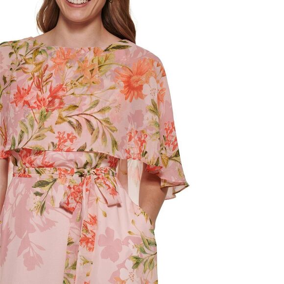 Eliza J Women's Maxi Style Caplet Chiffon Elbow Sleeve Jewel Neck Dress 22 Plus - Picture 2 of 4